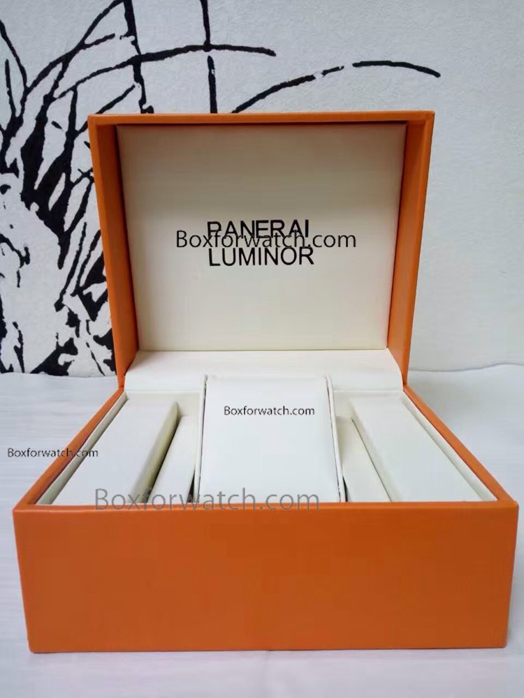 Officine Panerai Luminor Watch Box Set / Orange Leather Replica